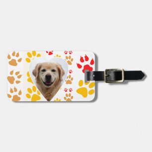 Golden Retriever Dog Hearts Paws Print Luggage Tag