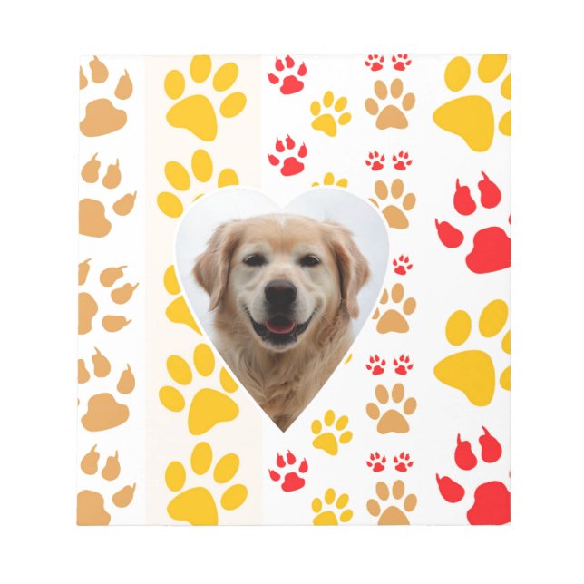 Golden Retriever Dog Hearts Paws Print Notepad (Front)