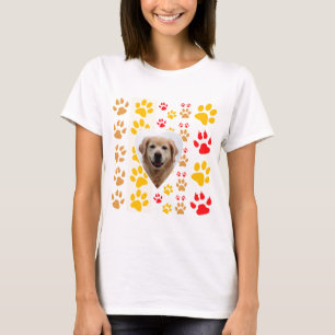Golden Retriever Dog Hearts Paws Print T-Shirt