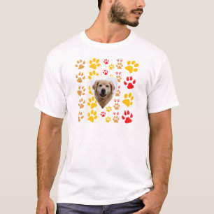 Golden Retriever Dog Hearts Paws Print T-Shirt