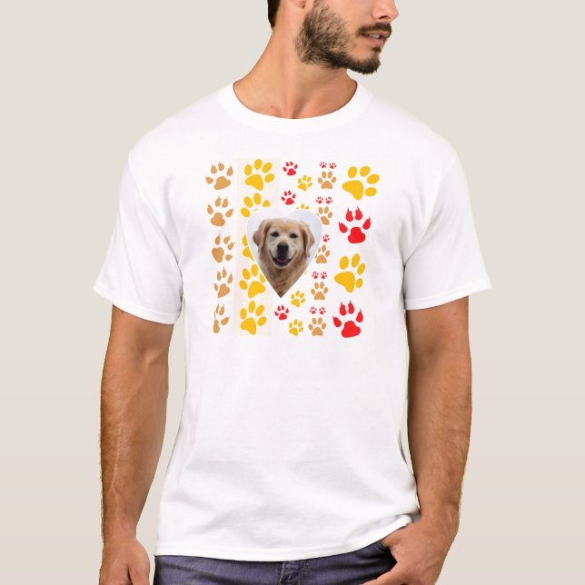 Golden Retriever Dog Hearts Paws Print T-Shirt (Front)