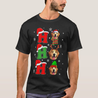 Golden Retriever Dog Ho Ho Ho Christmas Santa Elf  T-Shirt