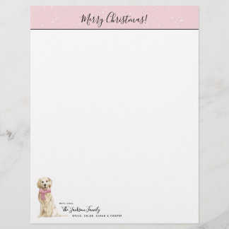 Golden Retriever Dog Holiday Christmas Letter Custom Letterhead
