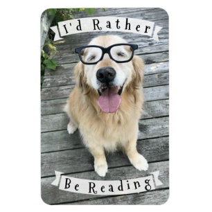 Golden Retriever Dog I'd Rather Be Reading Magnet
