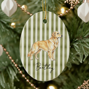 Golden Retriever Dog Illustration Christmas Ceramic Tree Decoration