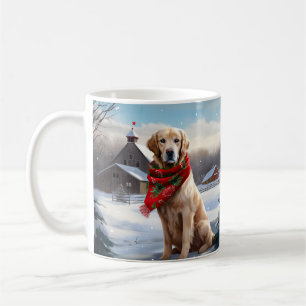 Golden Retriever Dog in Snow Christmas Coffee Mug