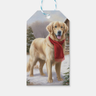 Golden Retriever Dog in Snow Christmas  Gift Tags