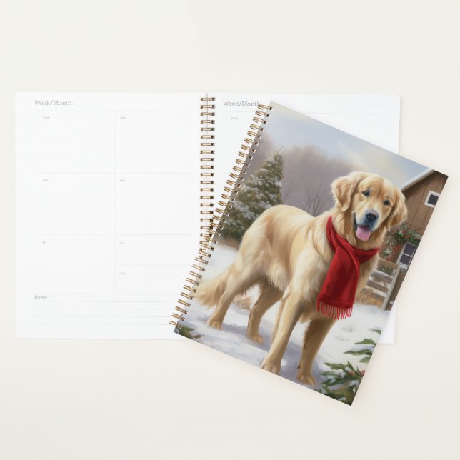 Golden Retriever Dog in Snow Christmas  Planner (Display)