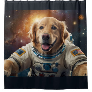 Golden Retriever Dog  in Space Shower Curtain