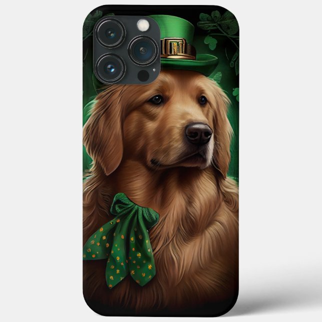 Golden Retriever Dog in St. Patrick's Day Case-Mate iPhone Case (Back)