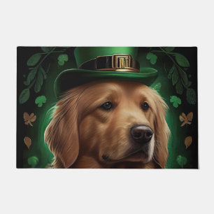 Golden Retriever Dog in St. Patrick's Day Doormat