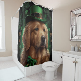 Golden Retriever Dog in St. Patrick's Day Shower Curtain