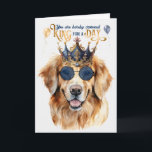 Golden Retriever Dog King for a Day Funny Birthday Card<br><div class="desc">A funny king for a day birthday theme for the Golden Retriever dog lover,  featuring an adorable golden in a crown and sunglasses with wishes for treats that make you drool.</div>