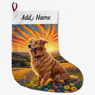 Golden Retriever  Dog Large Christmas Stocking