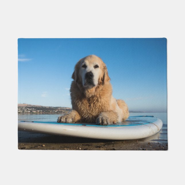 Golden Retriever Dog  Laying On A Paddle Board Doormat (Front)