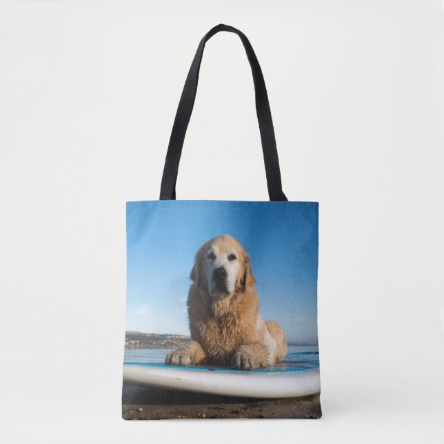 Golden Retriever Dog  Laying On A Paddle Board Tote Bag (Front)