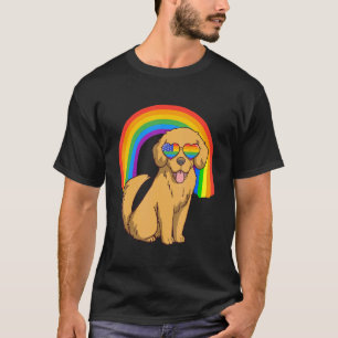 Golden Retriever Dog Lgbt Rainbow Usa Us Flag Meri T-Shirt