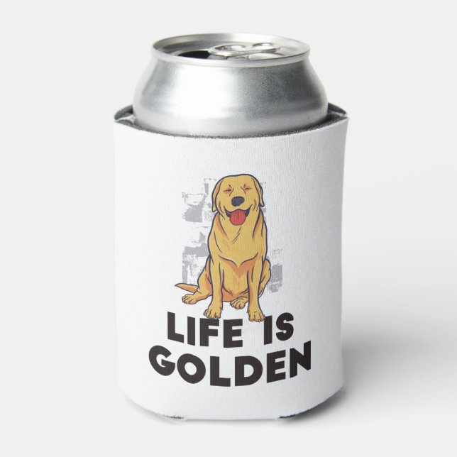 Golden Retriever Dog - Life Is Golden Can Cooler (Can Front)