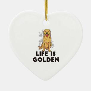 Golden Retriever Dog - Life Is Golden Ceramic Tree Decoration