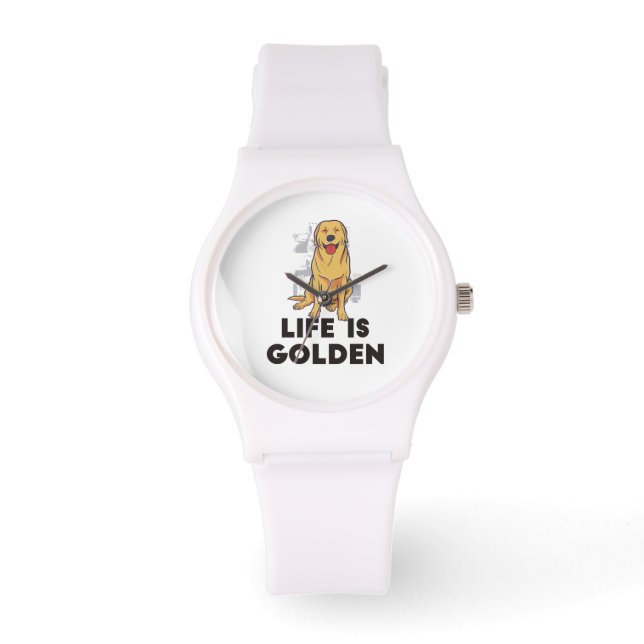 Golden Retriever Dog - Life Is Golden Watch (Front)
