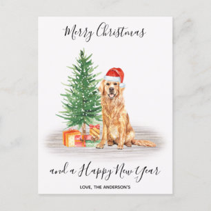 Golden Retriever Dog Lover Cute Merry Christmas Ho Holiday Postcard