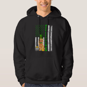 Golden Retriever Dog Lover Us Flag Shamrock St Pat Hoodie