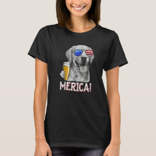 Golden Retriever Dog Merica 4th July Patriotic Ame T-Shirt