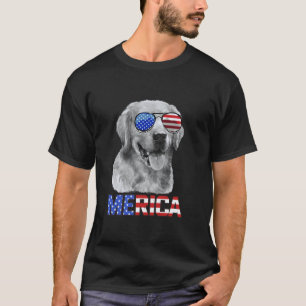 Golden Retriever Dog Merica 4th July Patriotic Ame T-Shirt