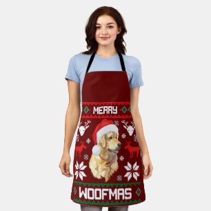 Golden Retriever Dog Merry Woofmas Christmas Sweat Apron