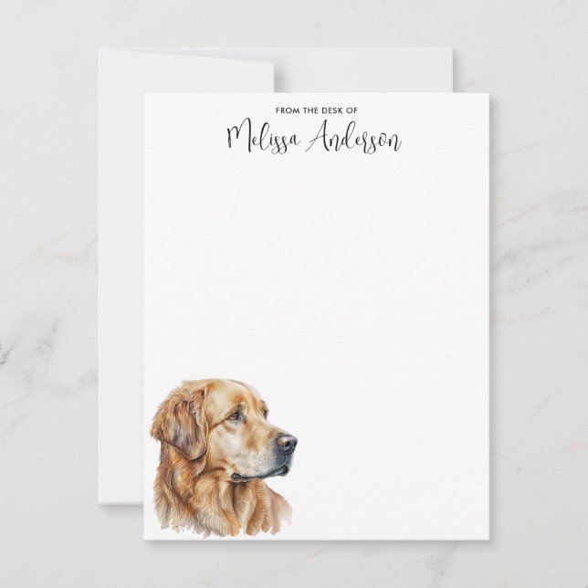 Golden Retriever Dog Modern Watercolor Personalise Card (Front)