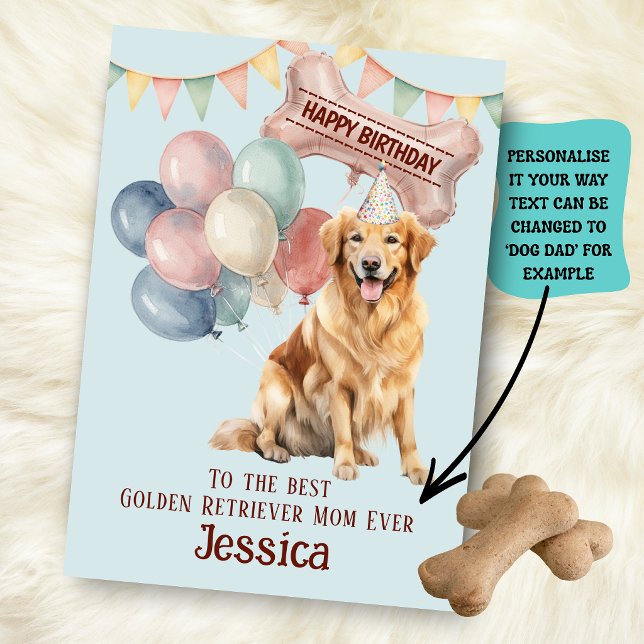 Golden Retriever Dog Mum/Dad Birthday  Card (Creator Uploaded)