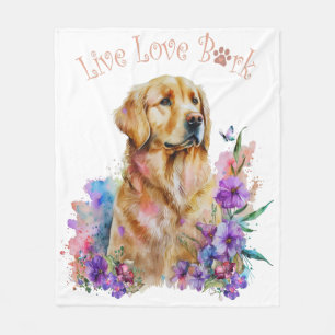 Golden Retriever Dog Mum Floral Fleece Blanket