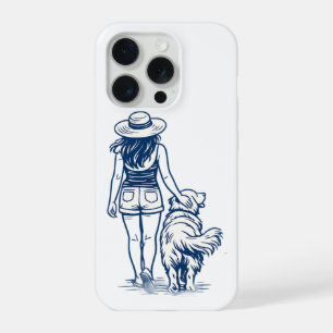 Golden Retriever Dog Mum Line Art Illustration - W iPhone 15 Pro Case