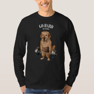 Golden Retriever Dog Muscle Training With Barbell T-Shirt