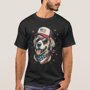 Golden Retriever Dog Patriotic 4th of July America T-Shirt