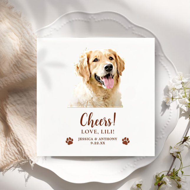 Golden Retriever Dog Personalised Cheers Napkin (Creator Uploaded)