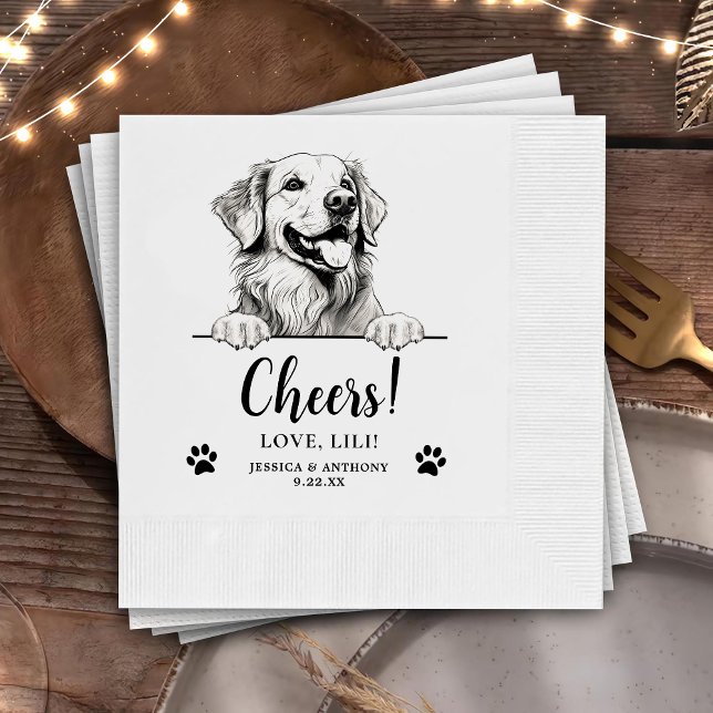 Golden Retriever Dog Personalised Cheers Napkin (Creator Uploaded)