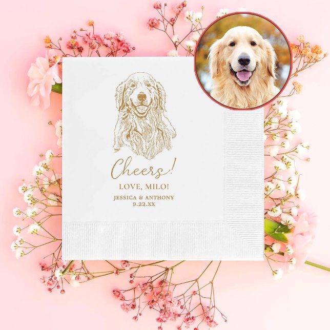 Golden Retriever Dog Personalised Cheers Napkins (Creator Uploaded)