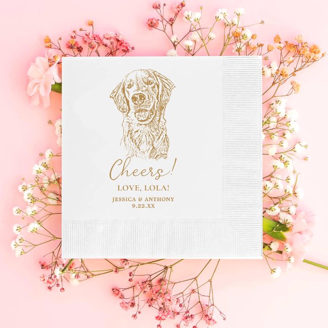 Golden Retriever Dog Personalised Cheers Napkins (Creator Uploaded)