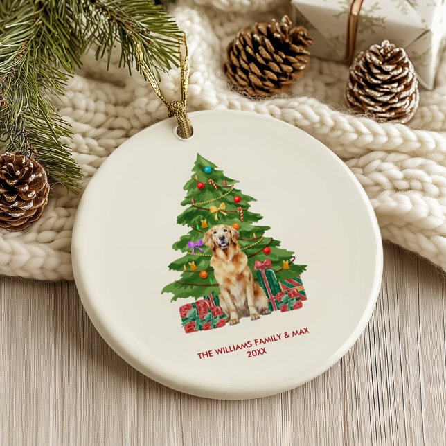 Golden Retriever Dog Personalised Christmas Ceramic Tree Decoration (Creator Uploaded)