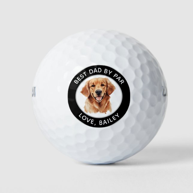 Golden Retriever Dog Personalised Drawing Golf Balls (Front)