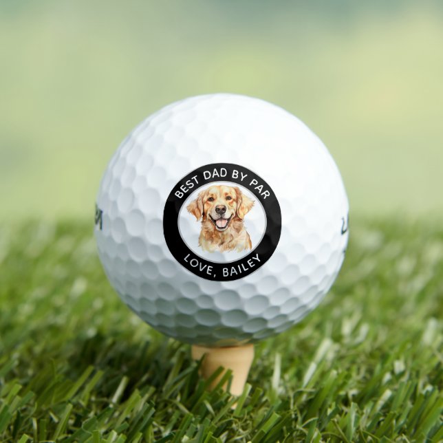 Golden Retriever Dog Personalised Drawing Golf Balls (Insitu Tee)