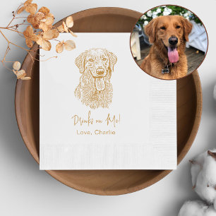 Golden Retriever Dog Personalised Drink On Me Napkin