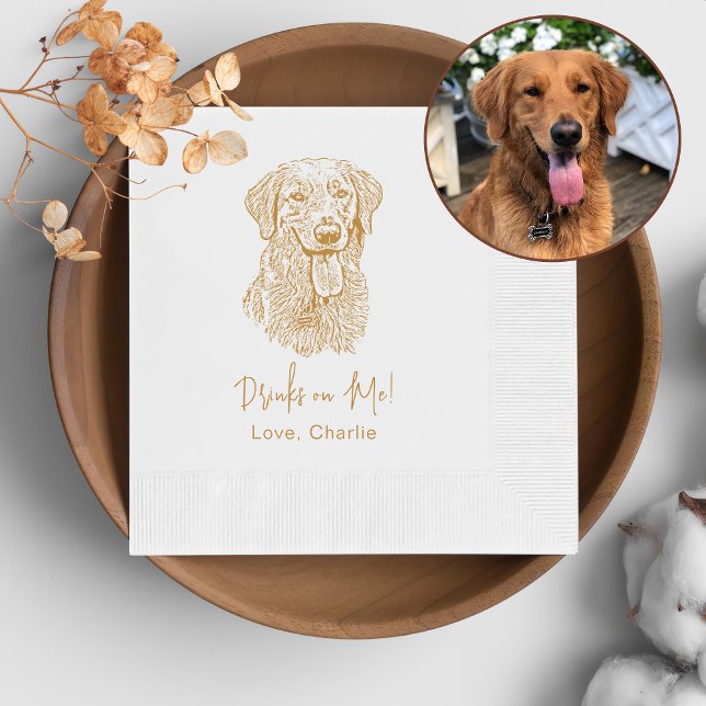 Golden Retriever Dog Personalised Drink On Me Napkin (Creator Uploaded)