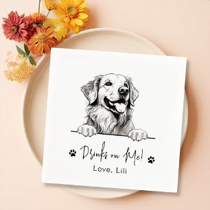 Golden Retriever Dog Personalised Drinks On Me Napkin