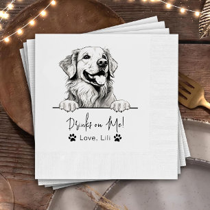 Golden Retriever Dog Personalised Drinks On Me Napkin