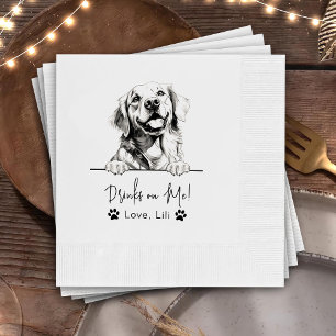 Golden Retriever Dog Personalised Drinks On Me Napkin