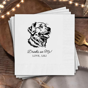 Golden Retriever Dog Personalised Drinks On Me Napkin