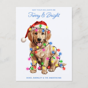 Golden Retriever Dog Personalised Furry & Bright  Holiday Postcard