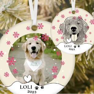 Golden Retriever Dog Personalised Hand Drawing Ceramic Tree Decoration